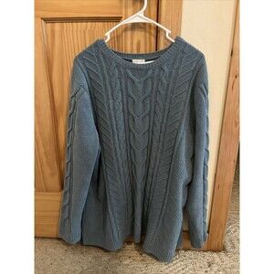 J. Jill Chenille Sweater Women’s XL Blue Cable Knit Long Sleeve Stretch
